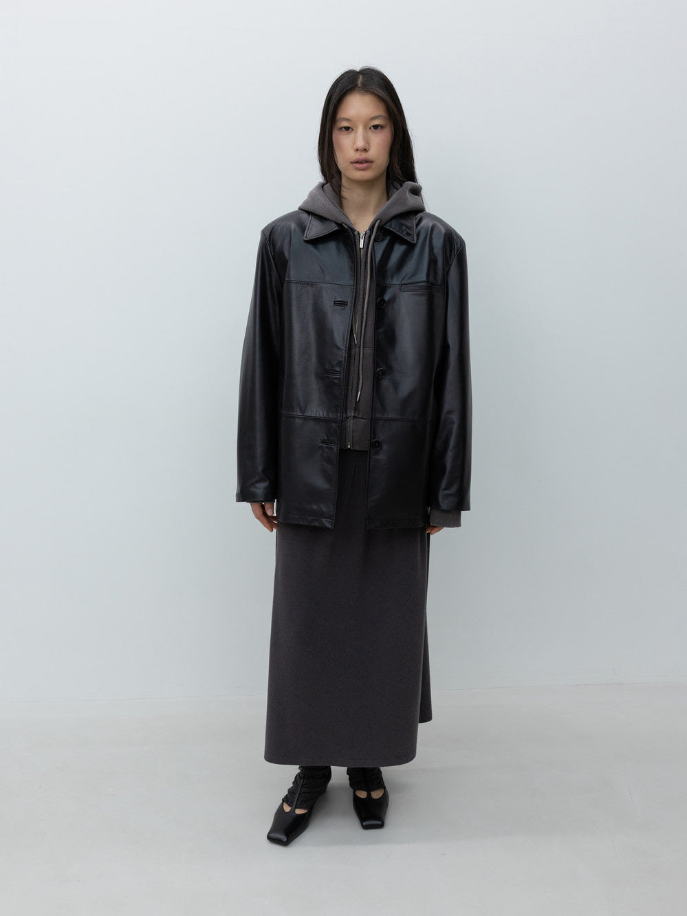 Low Classic Real Leather Work Jacket Black Leather