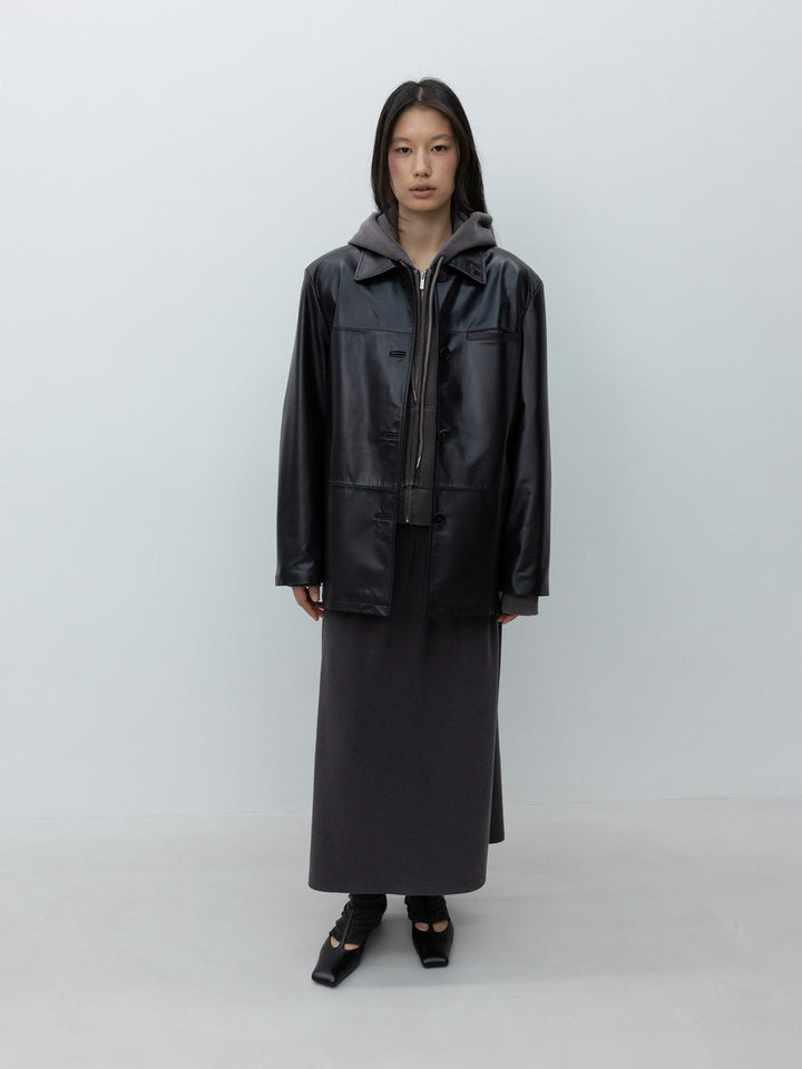 Low Classic Real Leather Work Jacket Black Leather