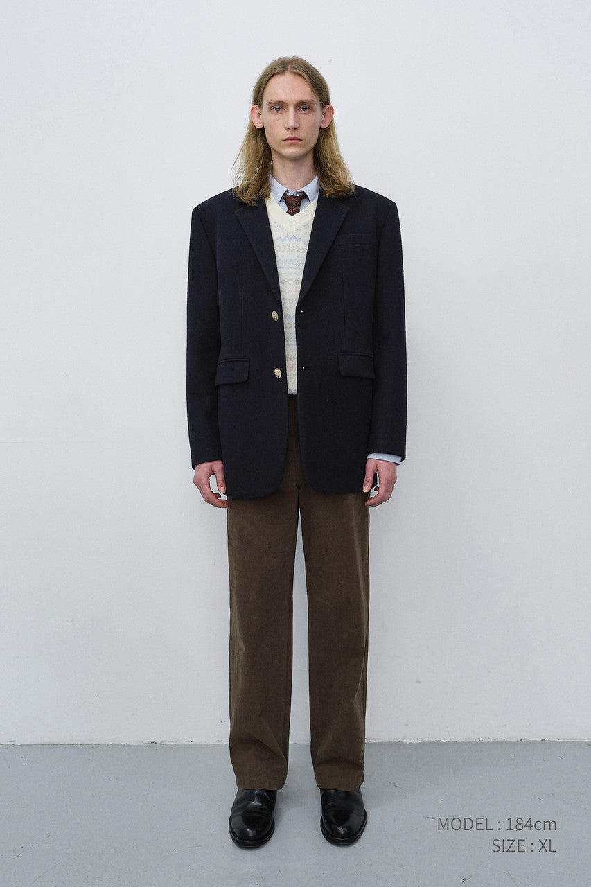 Dunst Unisex Classic 2 Button Wool Blazer Navy
