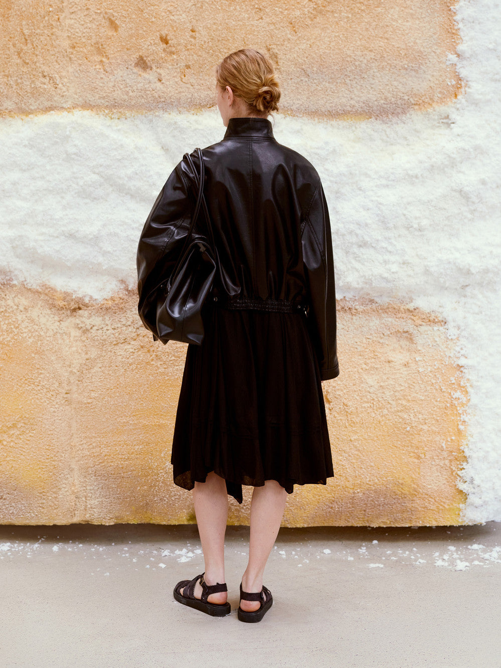[Low Classic] Drawstring Drape Skirt_Black
