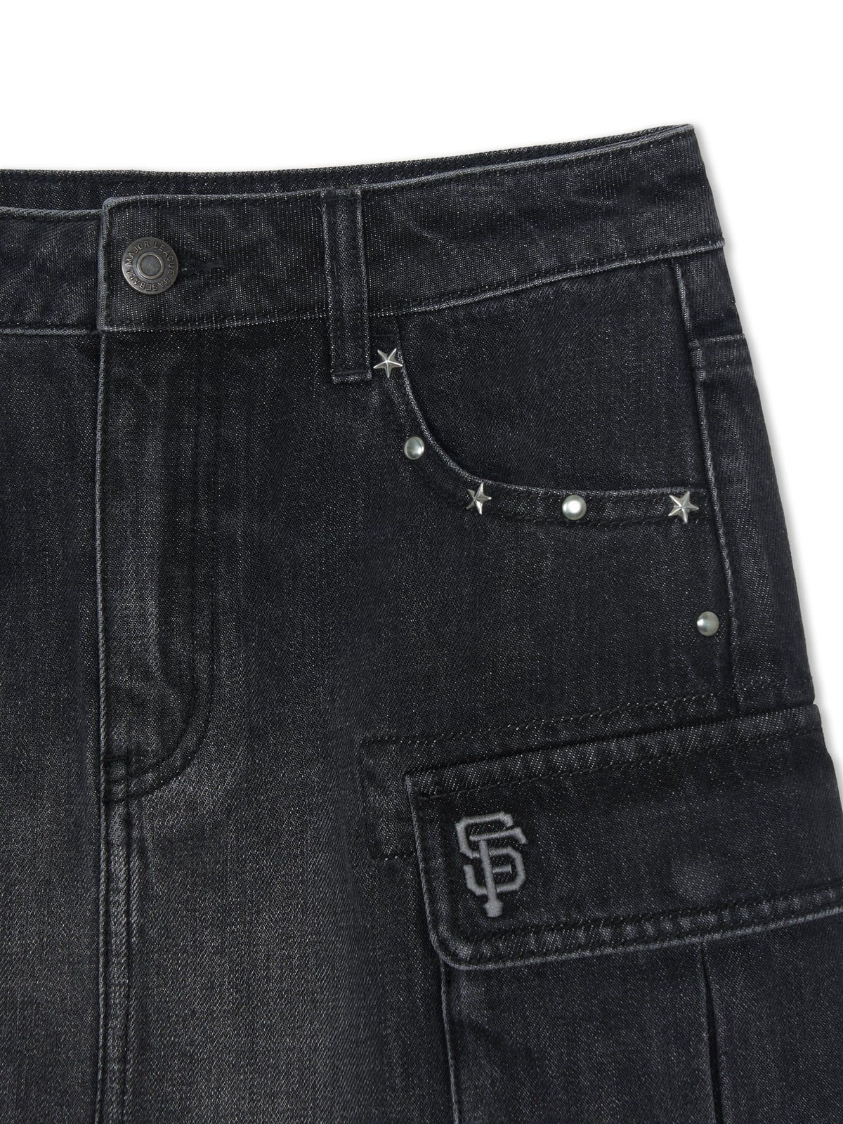 Mlb Women's Basic Small Logo Studded Denim Skirt