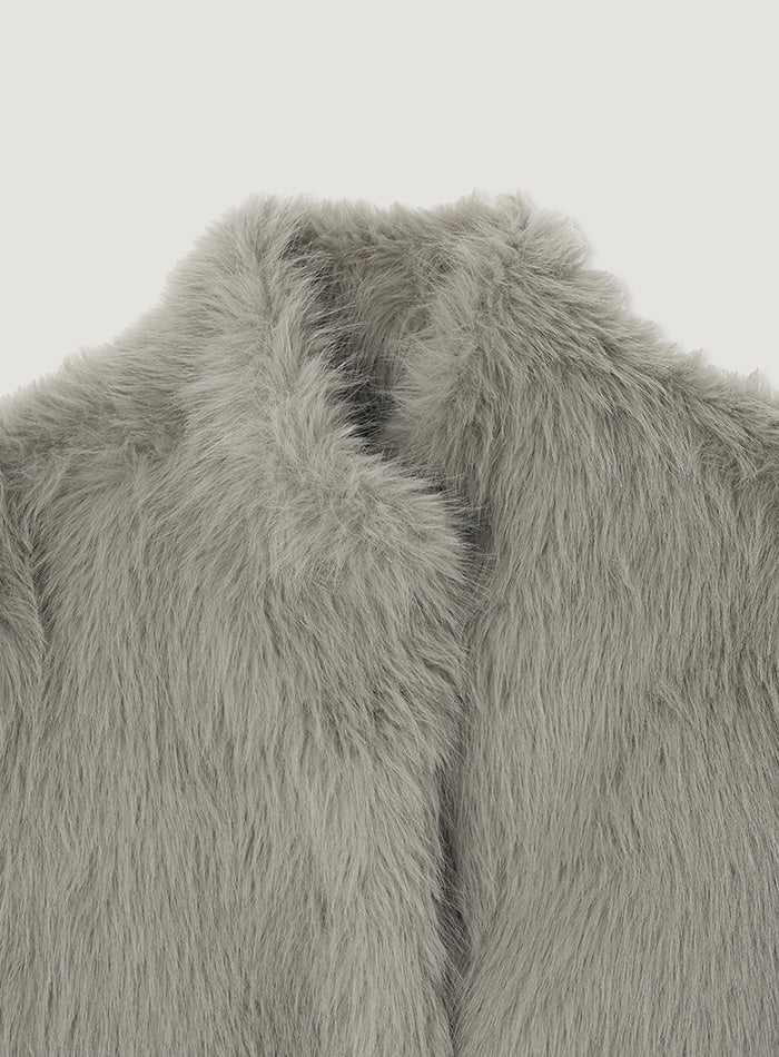 Mango Maniplease Antique Fur Jacket Grey