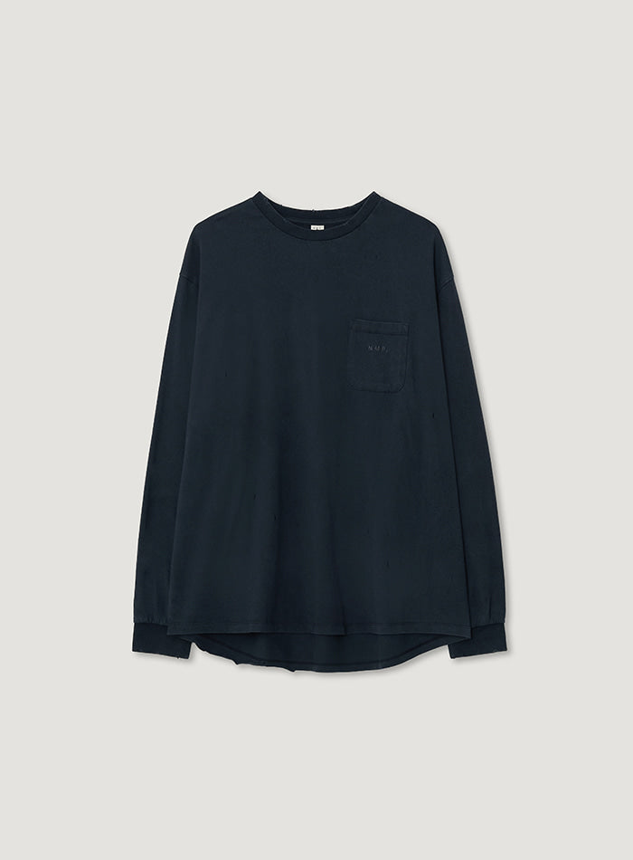 Mango Maniplease Dust Washed Over Fit Tee Navy