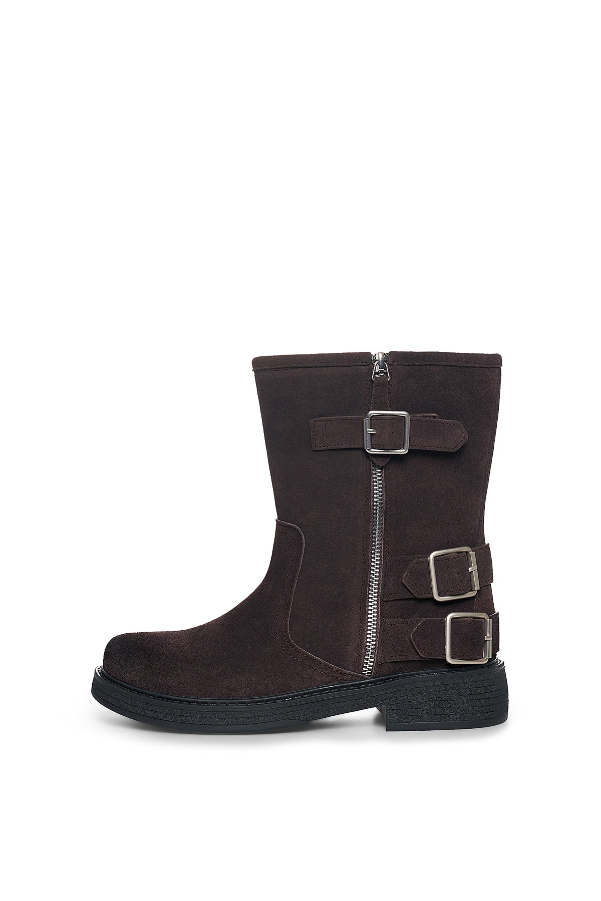 Matinkim Vintage Washed Biker Ankle Boots IN Dark Brown
