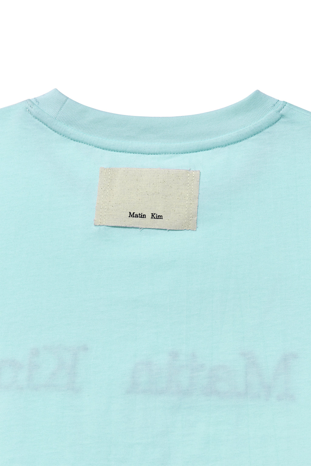 [matinkim] LOGO THREAD POINT CROP TOP IN LIGHT BLUE