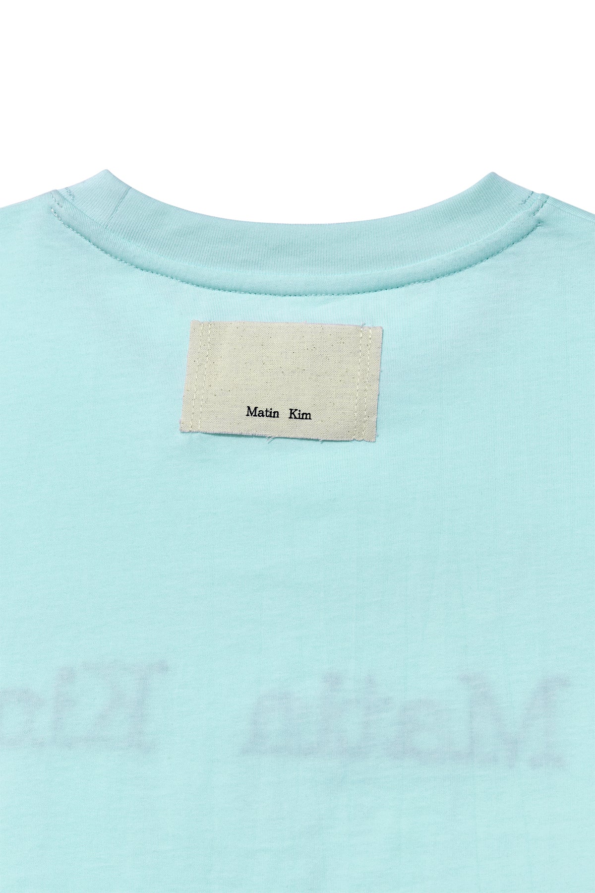 [matinkim] LOGO THREAD POINT CROP TOP IN LIGHT BLUE