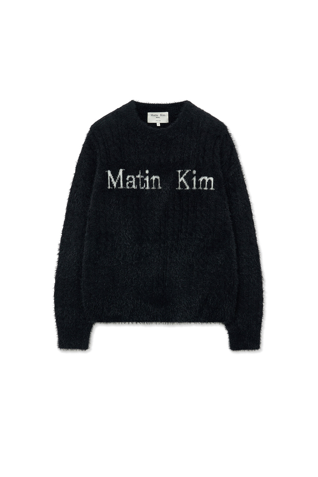 [matinkim] HAIRY CABLE KNIT PULLOVER IN BLACK