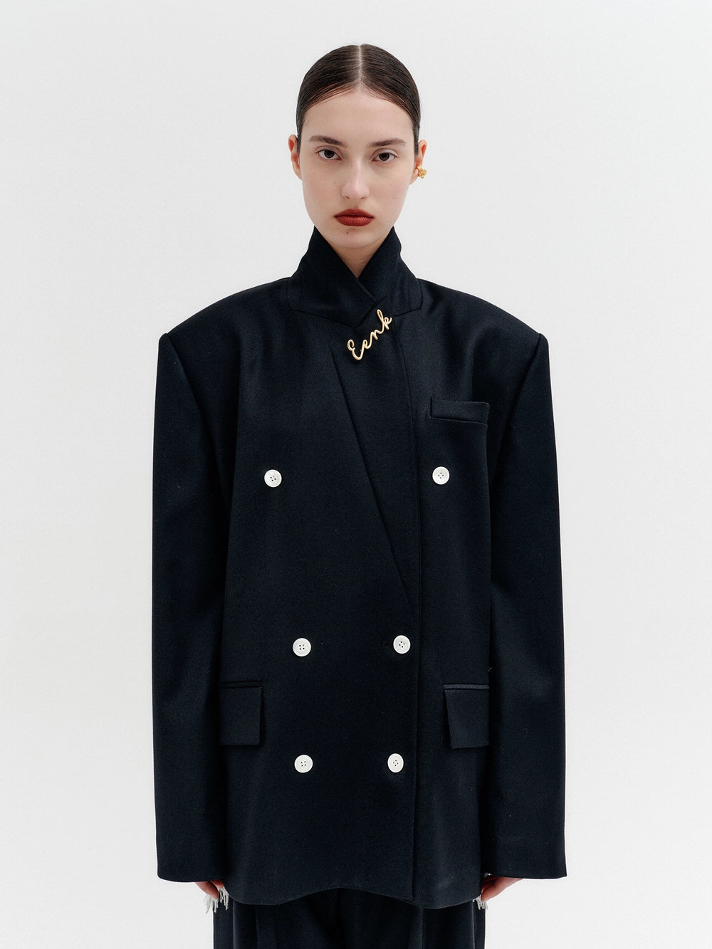 EENK Split Back Lace Panel Jacket - Black