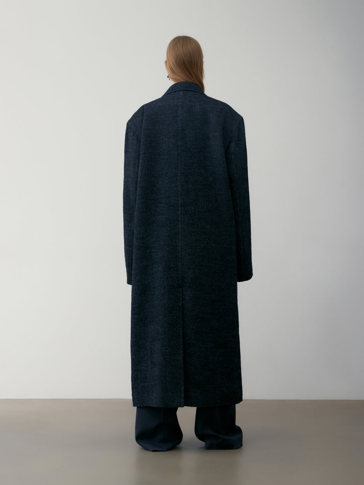 Low Classic Melange Wool Oversized Coat Black