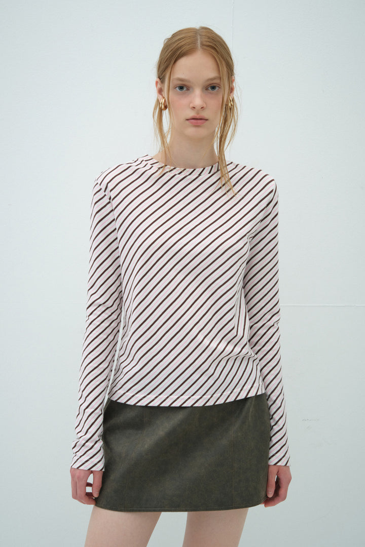 Overdueflair Vintage Stripe T-Shirt Brown/Pink