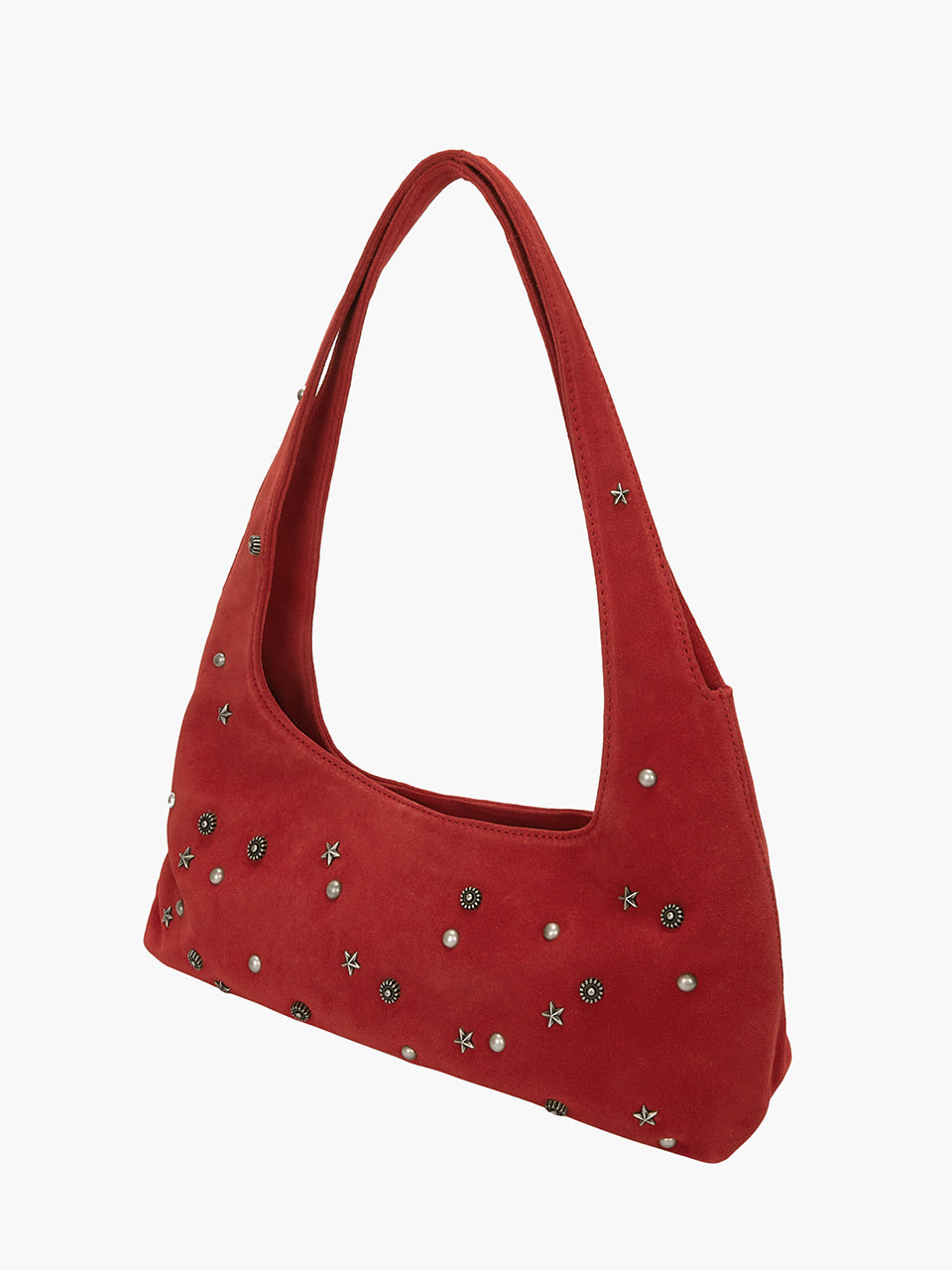 Margesherwood Halter Hobo red studded suede