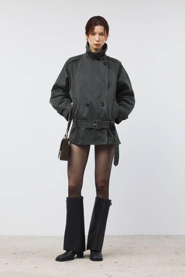 Matinkim Washed Trench Jacket IN Khaki