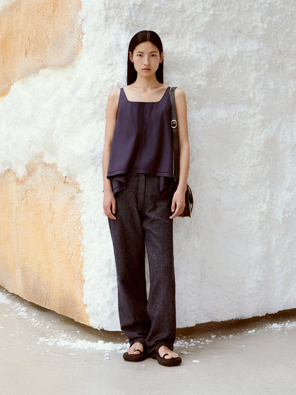 Low Classic Flared Sleeveless Top Navy