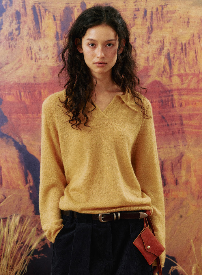 Mango Maniplease Paca Collar Knit Vintage Yellow