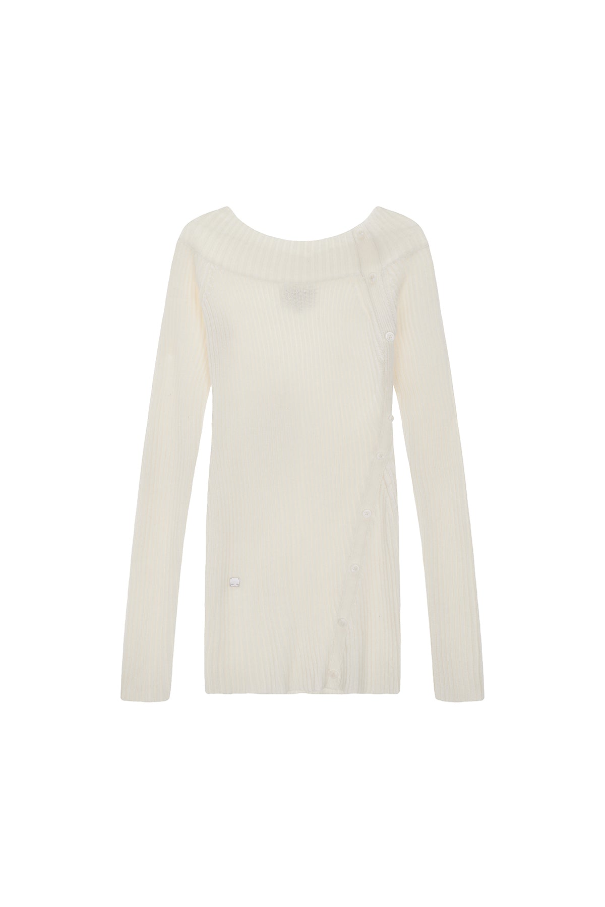 Matinkim One Shoulder Button Point Knit Dress IN Ivory