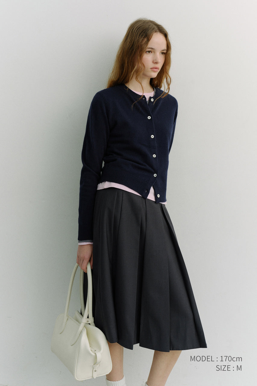Dunst Essential Crewneck Knit Cardigan Dark Navy