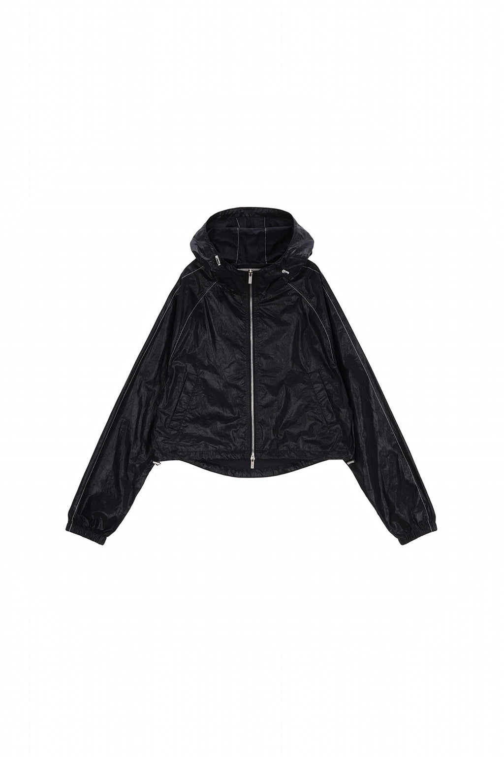 [matinkim] MATIN CROP HOODY COATING JUMPER IN BLACK