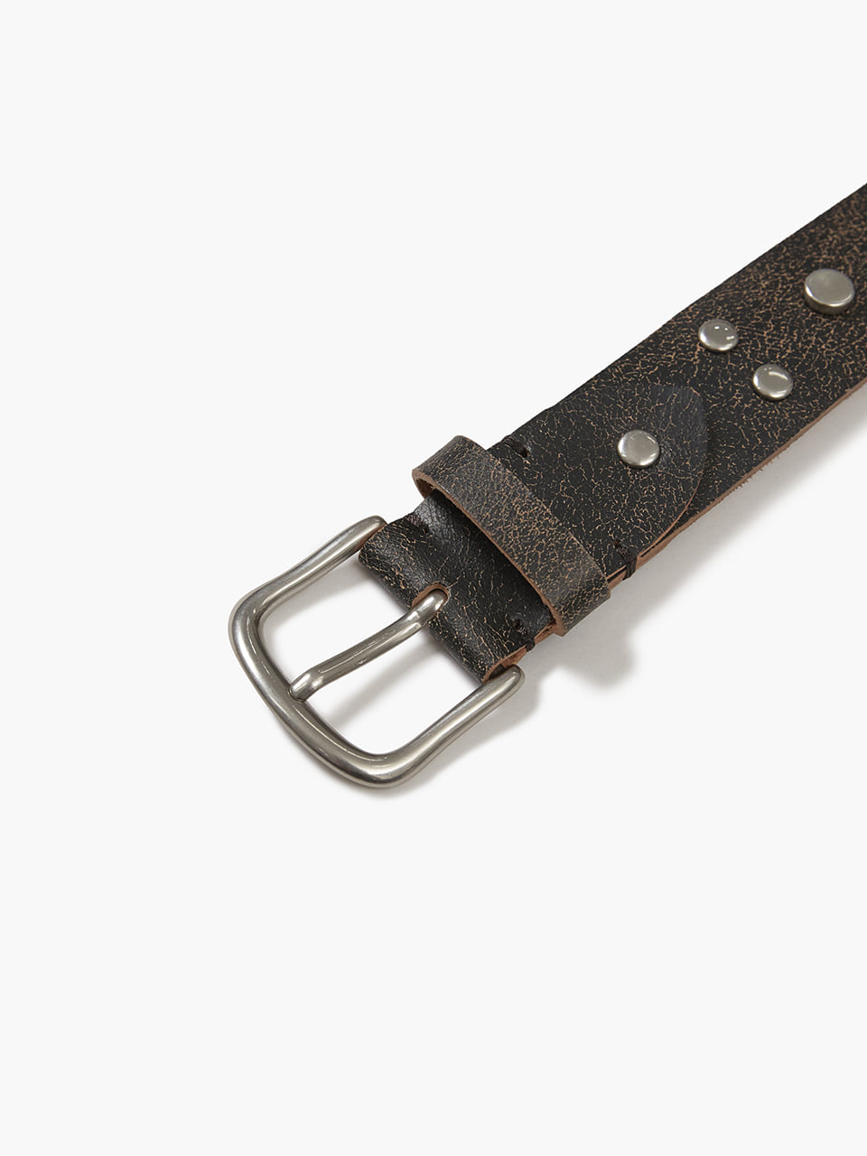 Margesherwood Eyelet Crack Leather Belt dark brown