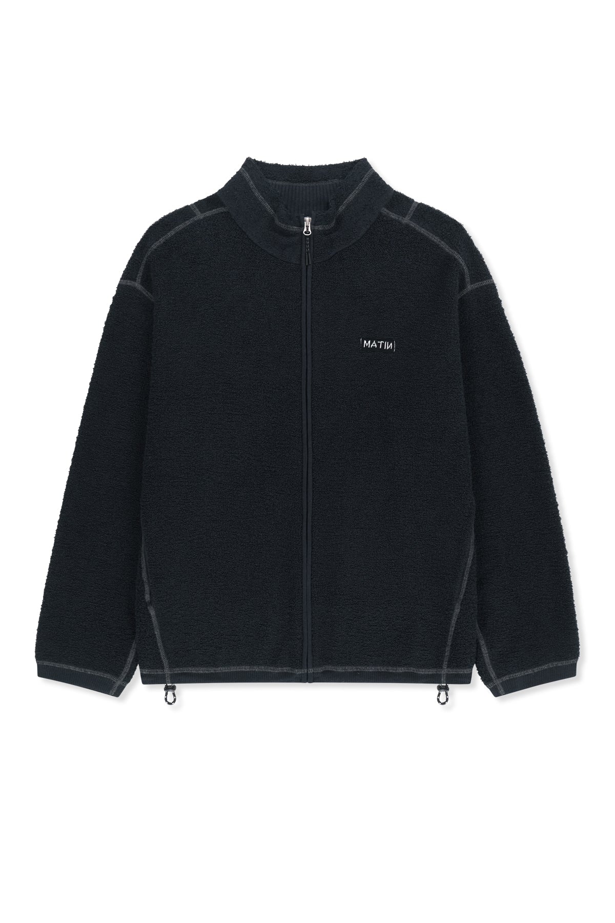 Matinkim Boucle Texture Knit Zip UP IN Dark Navy