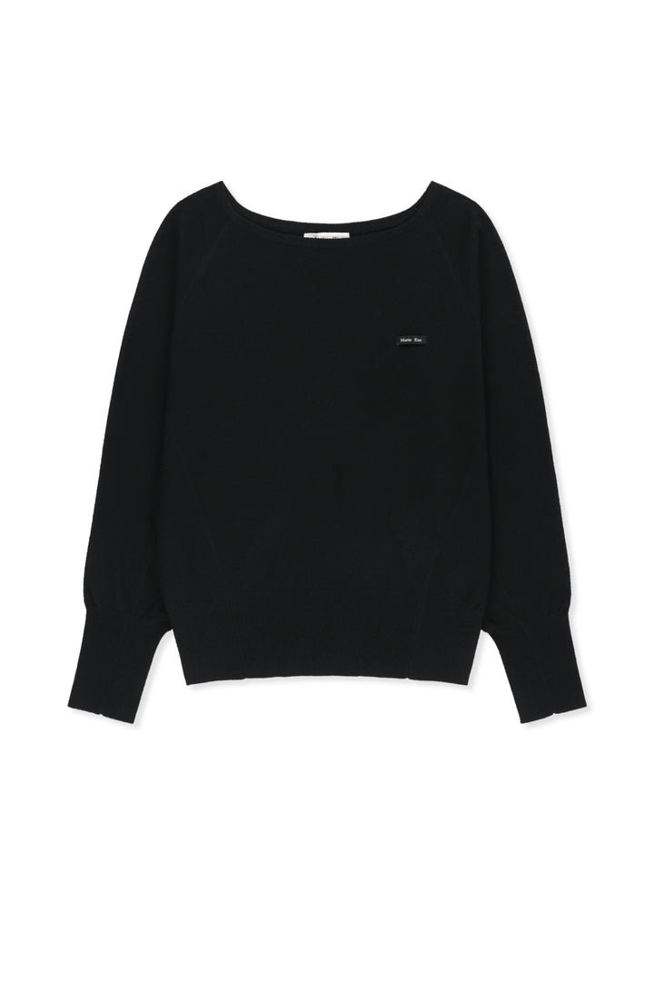 Matinkim Betwing Fit Boat Neck Knit Pullover IN Black