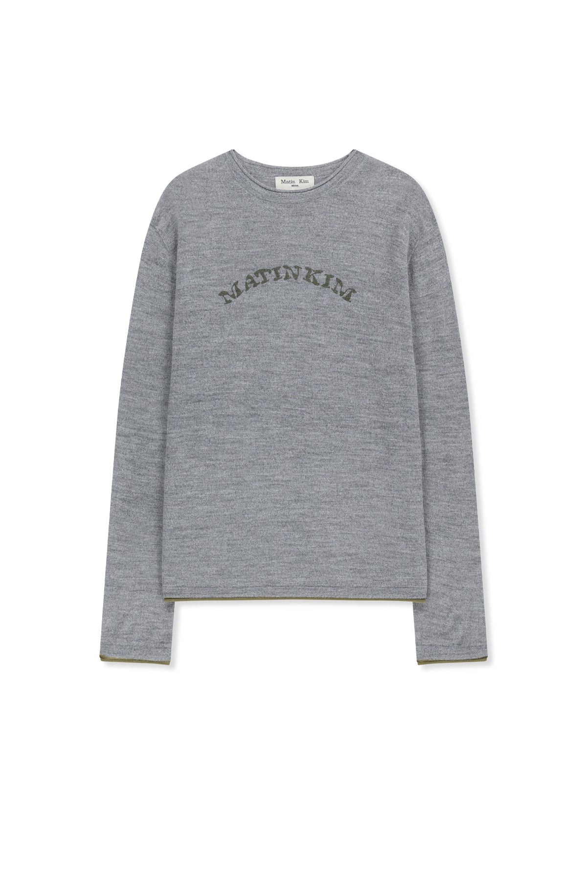 Matinkim Matin Sleeve Graphic Sheer Knit Pullover IN Grey