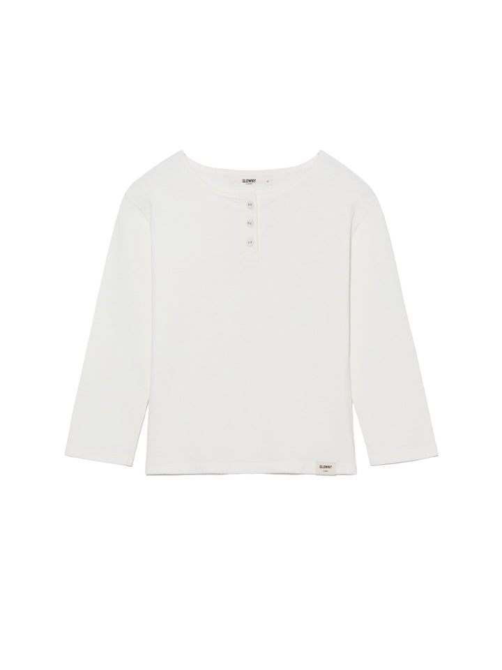 GLOWNY 3/4 Button Fly Knit Tee (White)