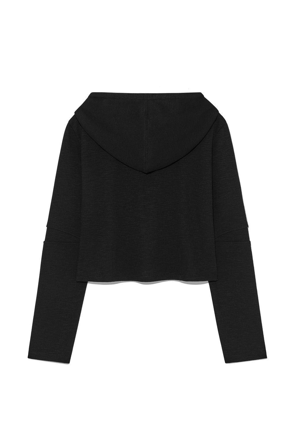 [matinkim] SLEEVE SLIT POINT HOODY ZIP UP IN BLACK