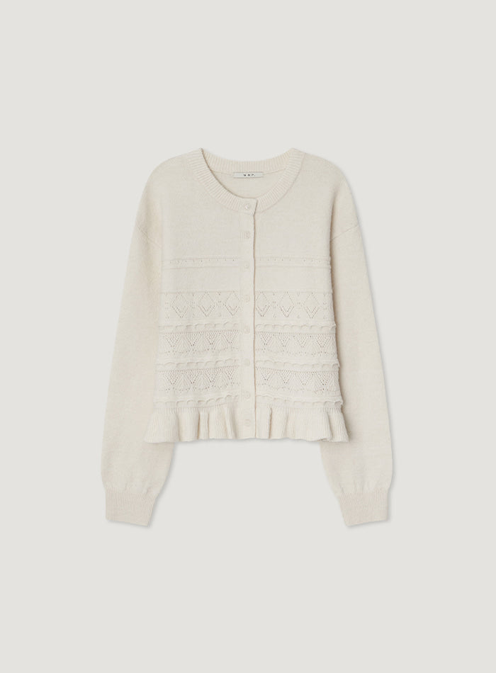 Mango Maniplease Suki Frill Cardigan Cream