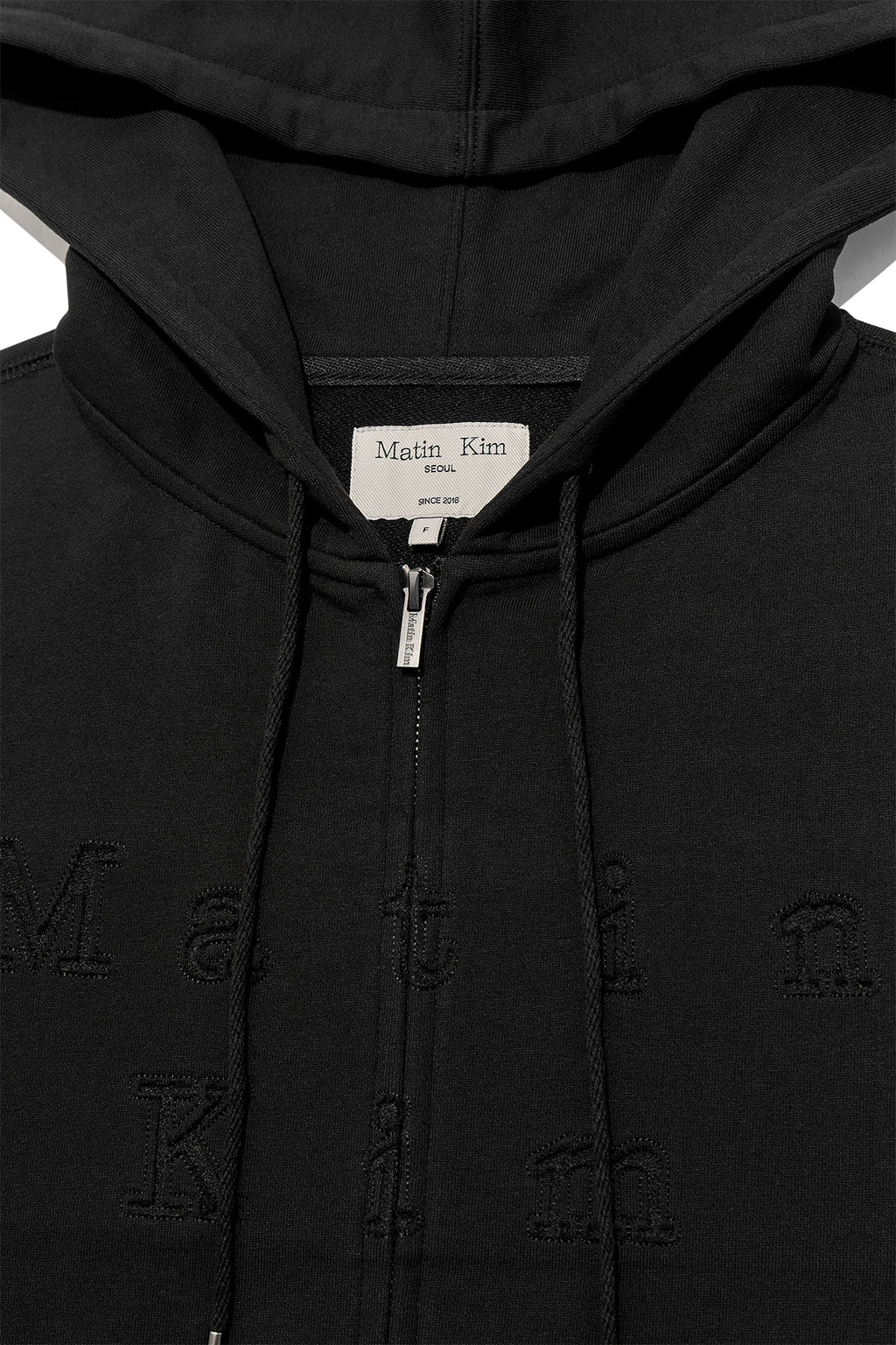 Matinkim Applique Cutted Logo Hoody Zip UP IN Black