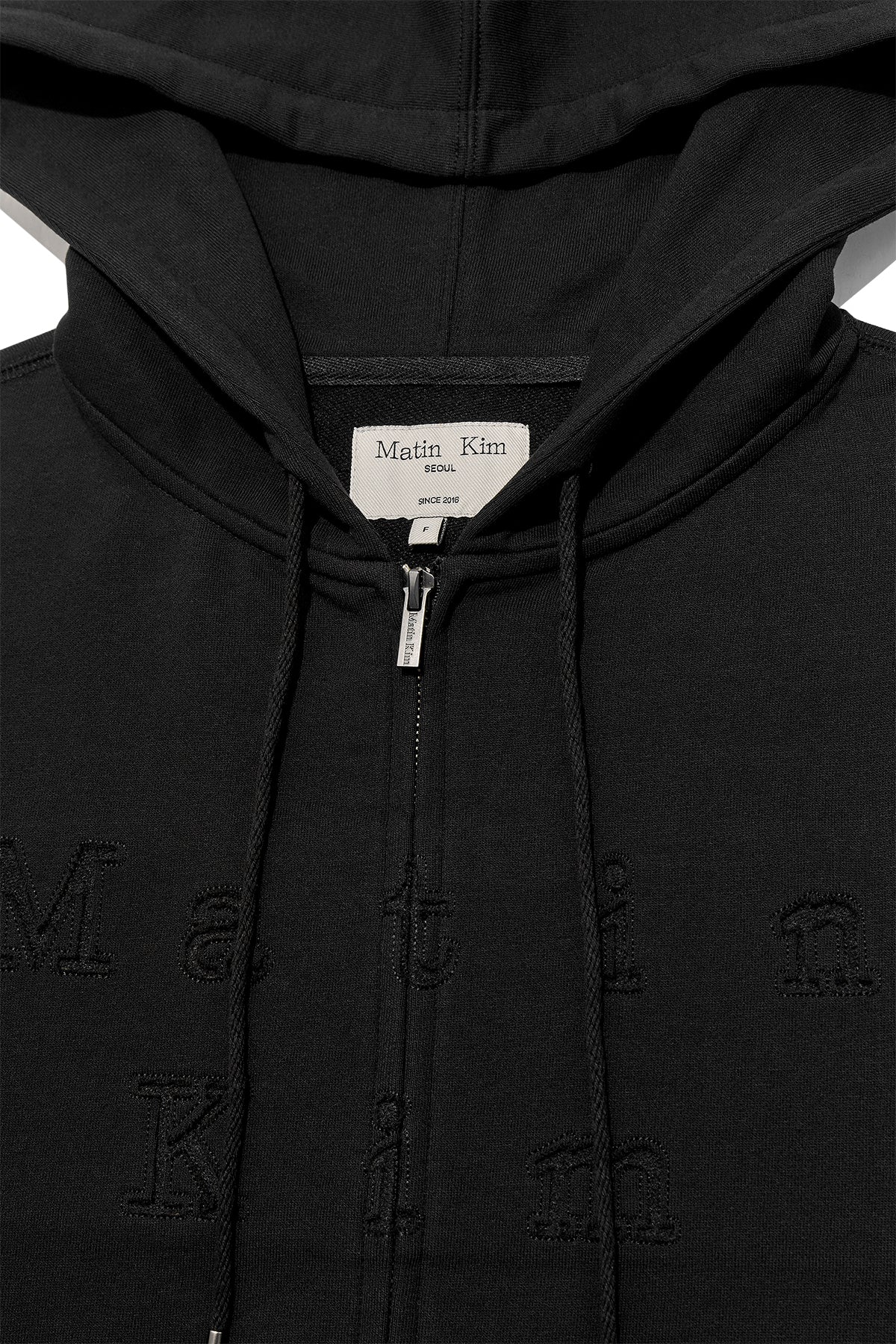 Matinkim Applique Cutted Logo Hoody Zip UP IN Black