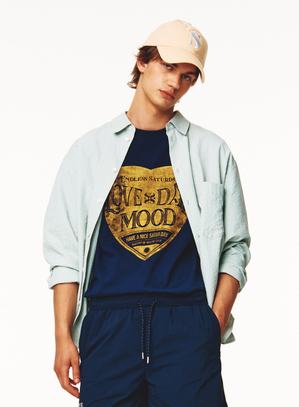 [satur] Seersucker Basic Pocket Shirt - Green