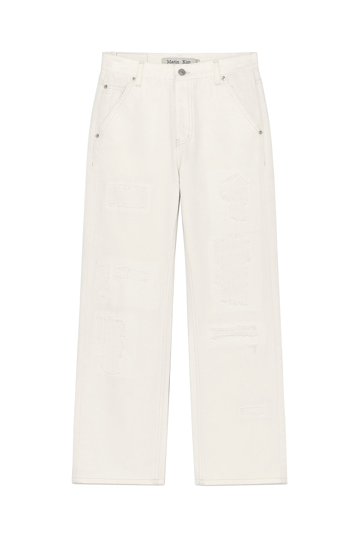 Matinkim Damage Patch Denim Pants IN Ivory