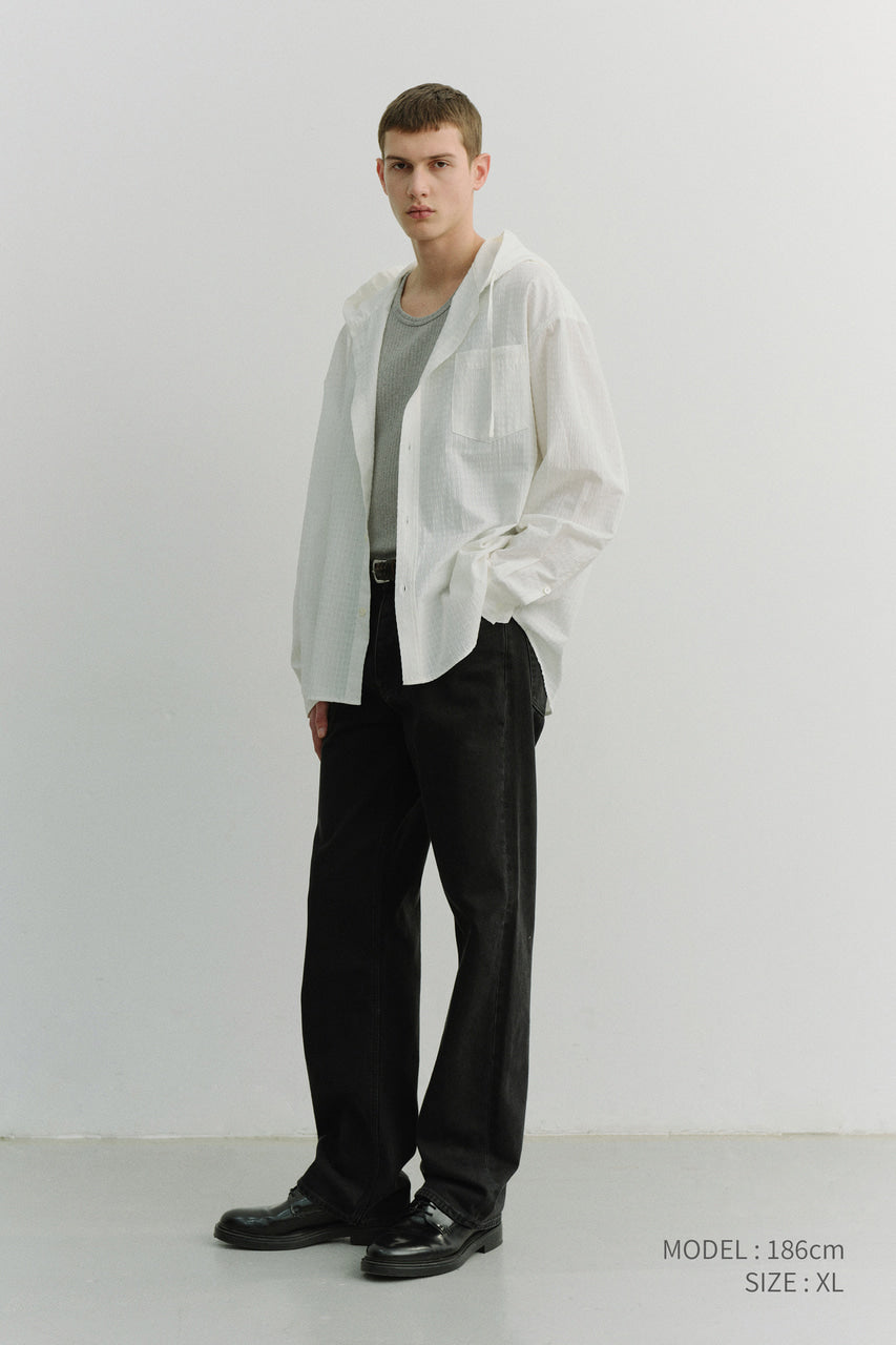 Dunst Unisex Classic Hooded Shirt White Check