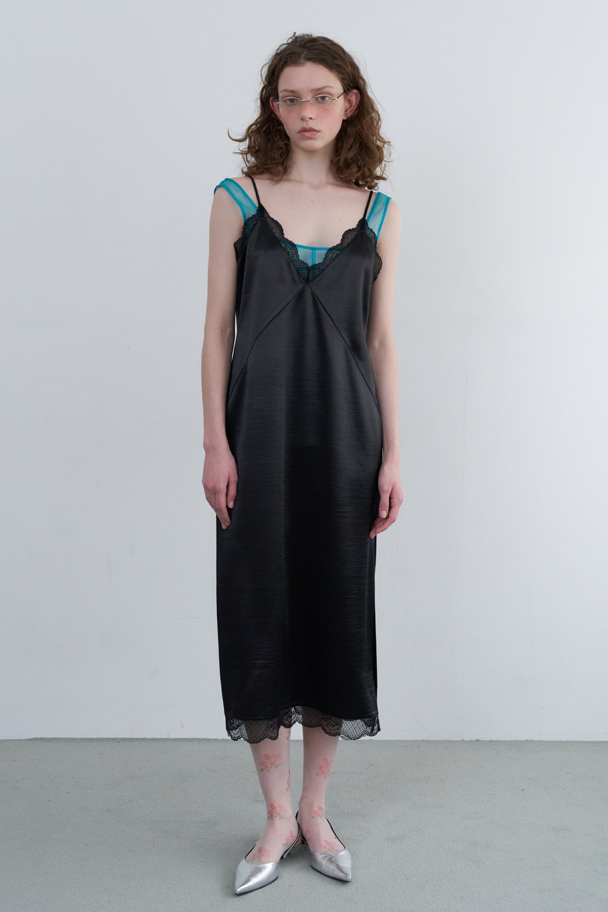 Overdueflair Lace Satin Dress Black