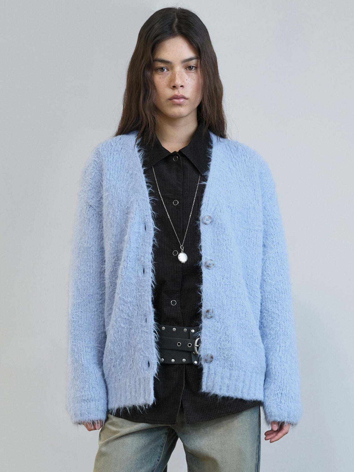 Raive Hairy Loose-fit Knit Cardigan
