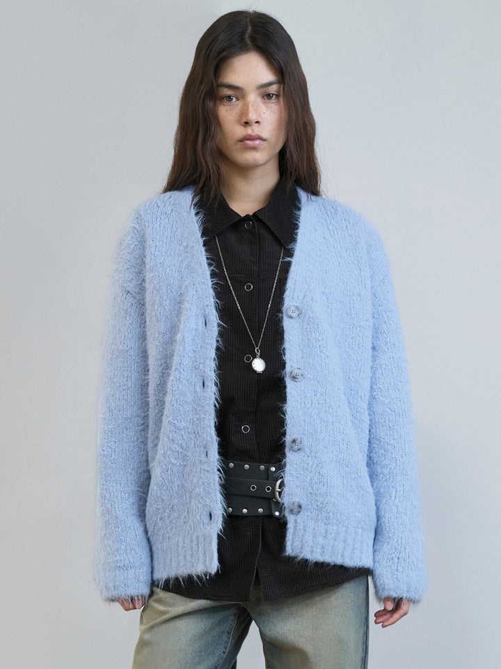 Raive Hairy Loose-fit Knit Cardigan
