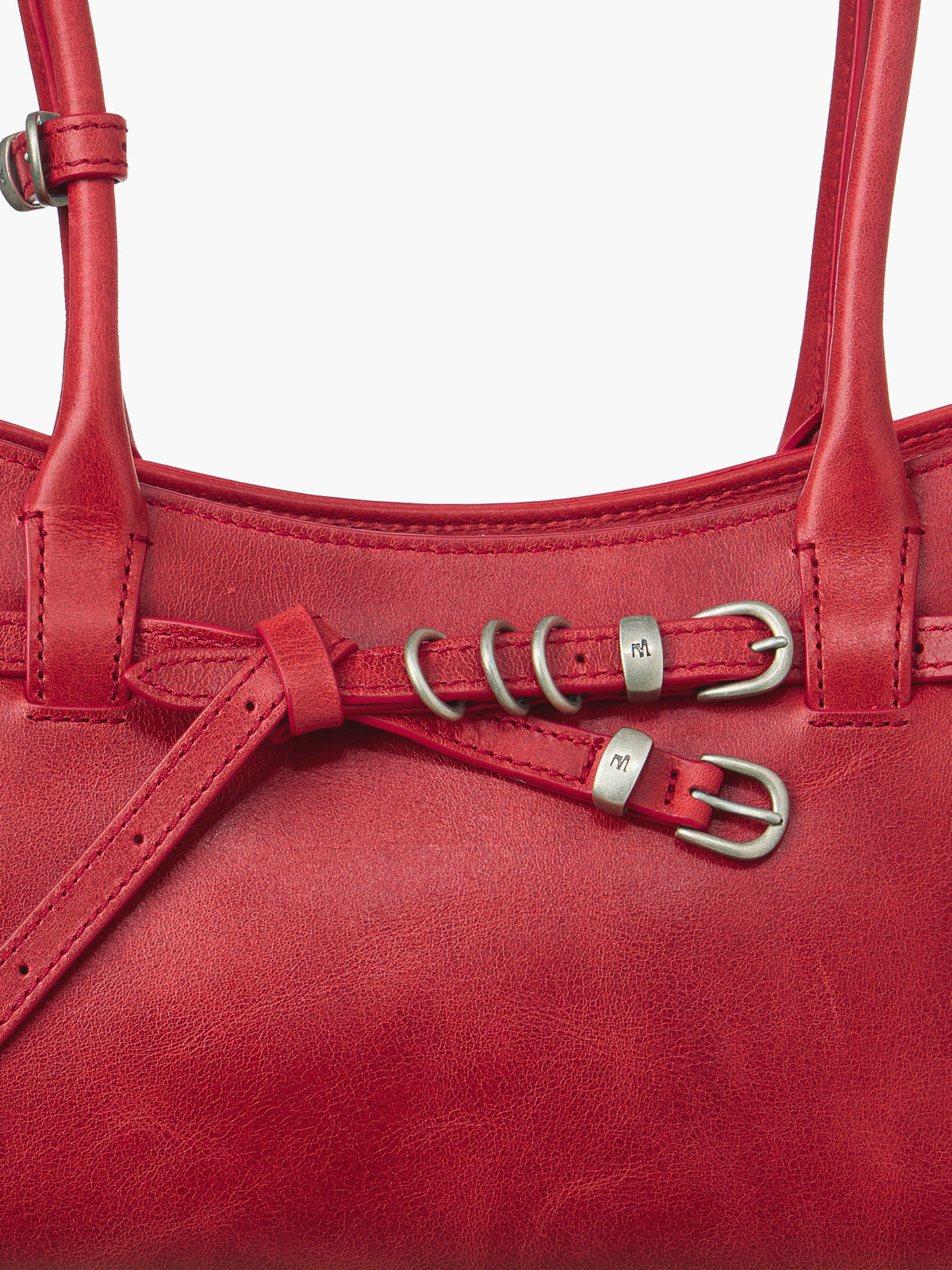 Margesherwood Grandma Used Shoulder Bag apple red pull-up