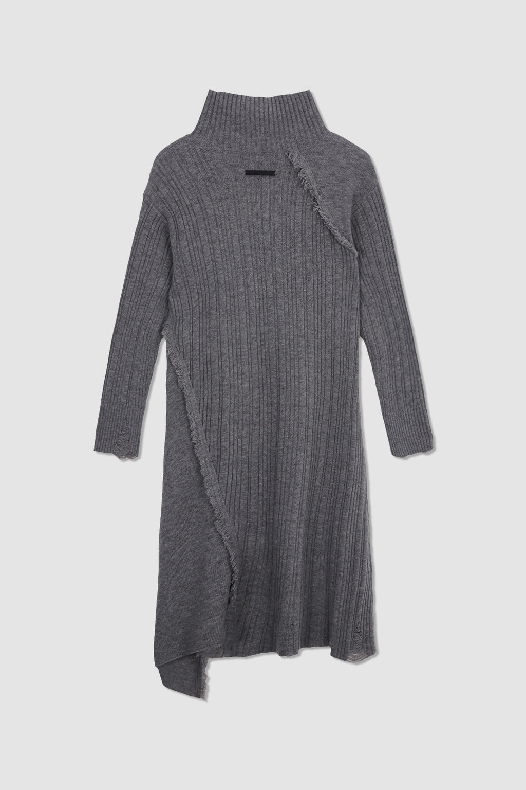 [matinkim] Unbalance Fringe Knit Dress IN Grey