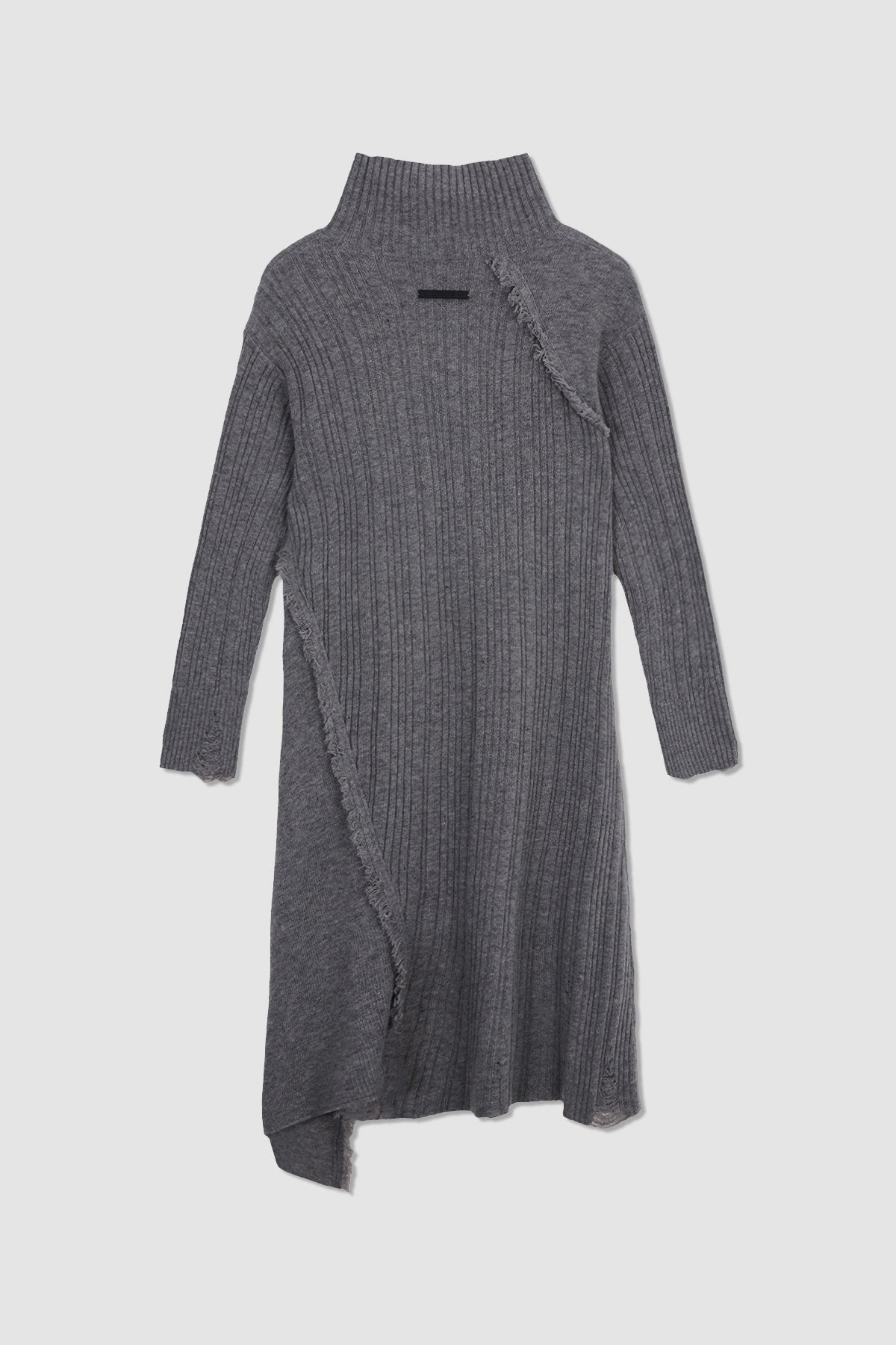 [matinkim] Unbalance Fringe Knit Dress IN Grey