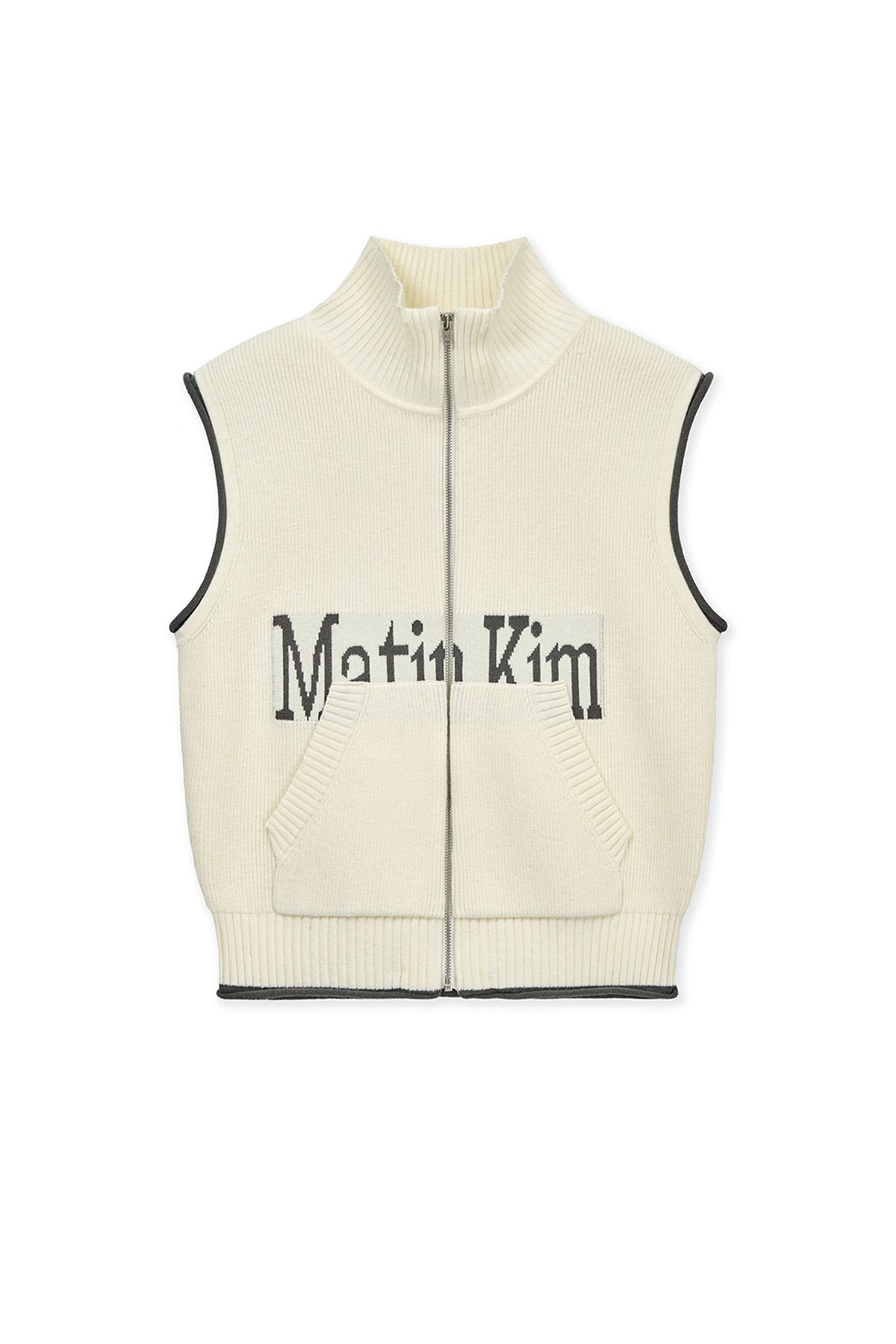 Matinkim Matin Kim Spell Point Knit Zip UP Vest IN Ivory