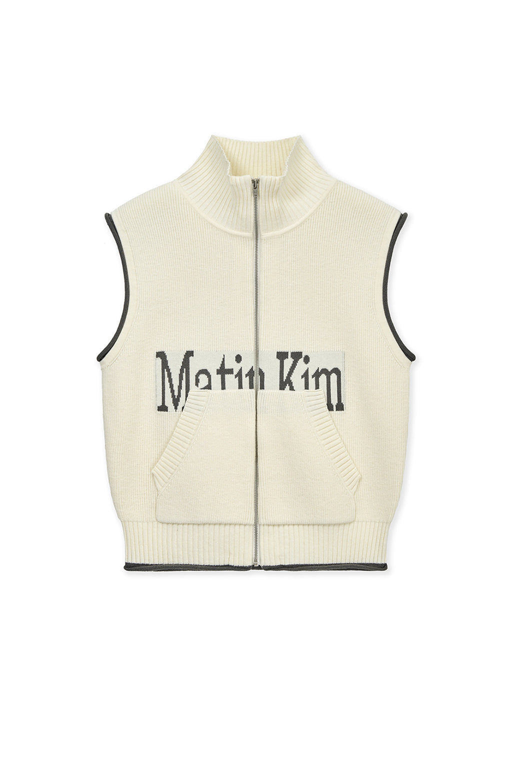 Matinkim Matin Kim Spell Point Knit Zip UP Vest IN Ivory