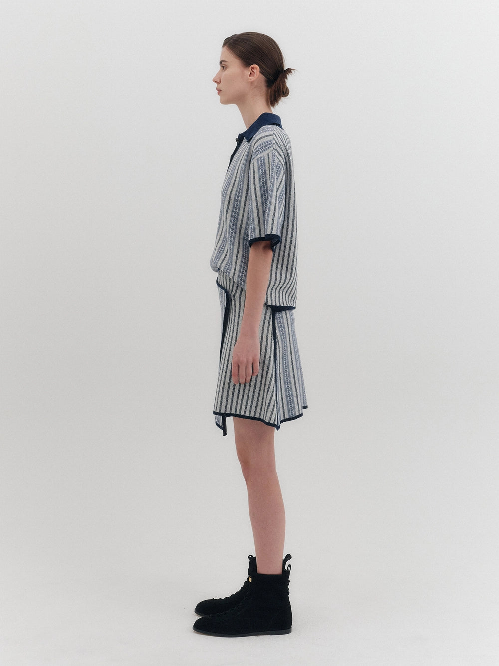 EENK Jacquard Knitwear Wrap Skirt - Blue