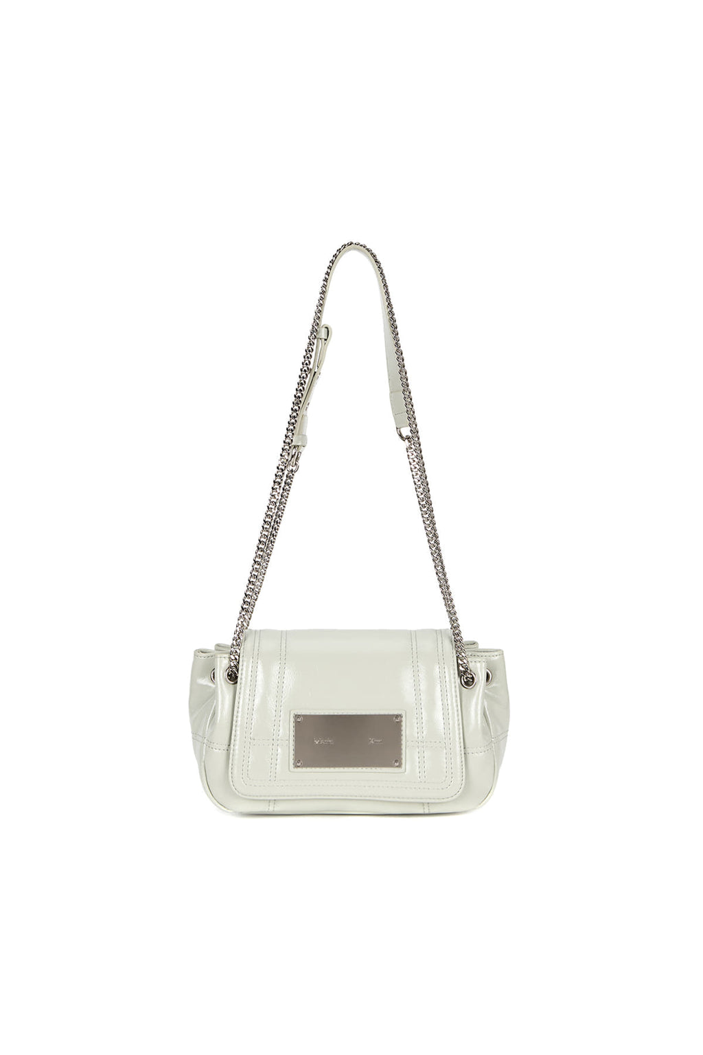 Matinkim Glossy Quilting Small Chain Bag IN Light Grey
