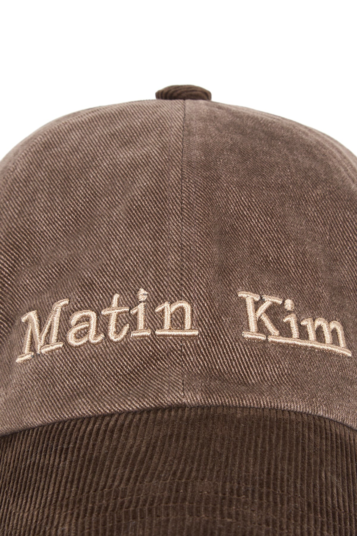 [matinkim] MATIN CLASSIC LOGO CORDUROY BRIM BALL CAP IN BROWN