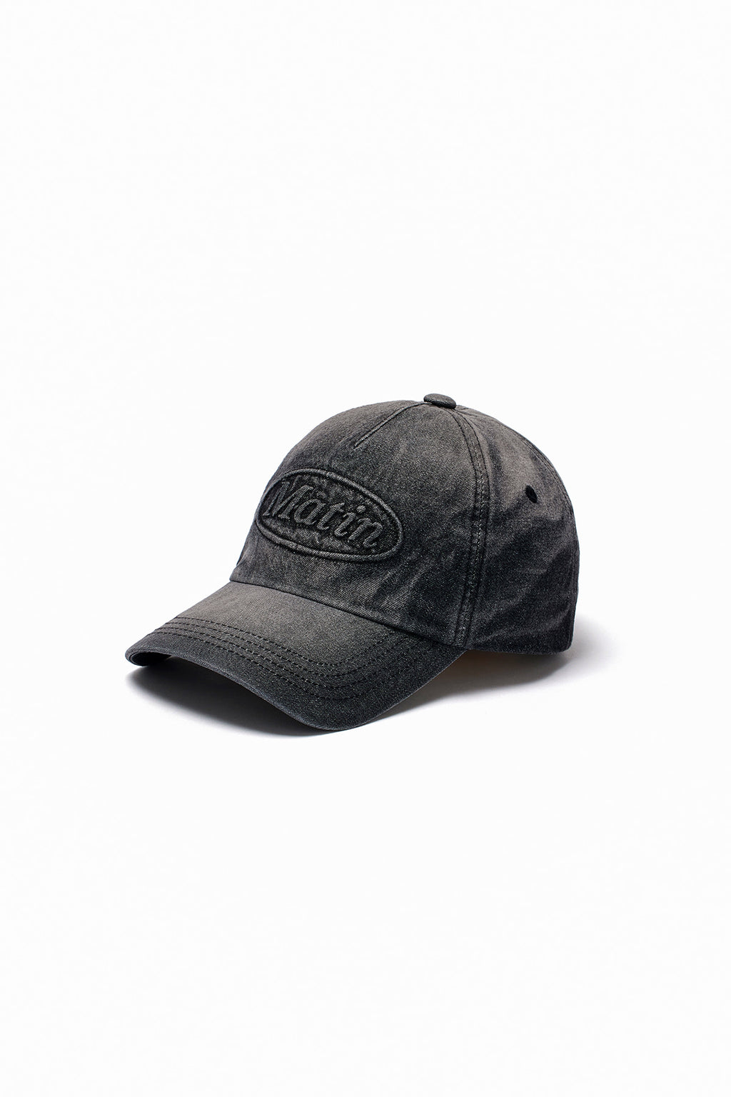 [matinkim] EMBOSSED LOGO DENIM BALL CAP IN BLACK