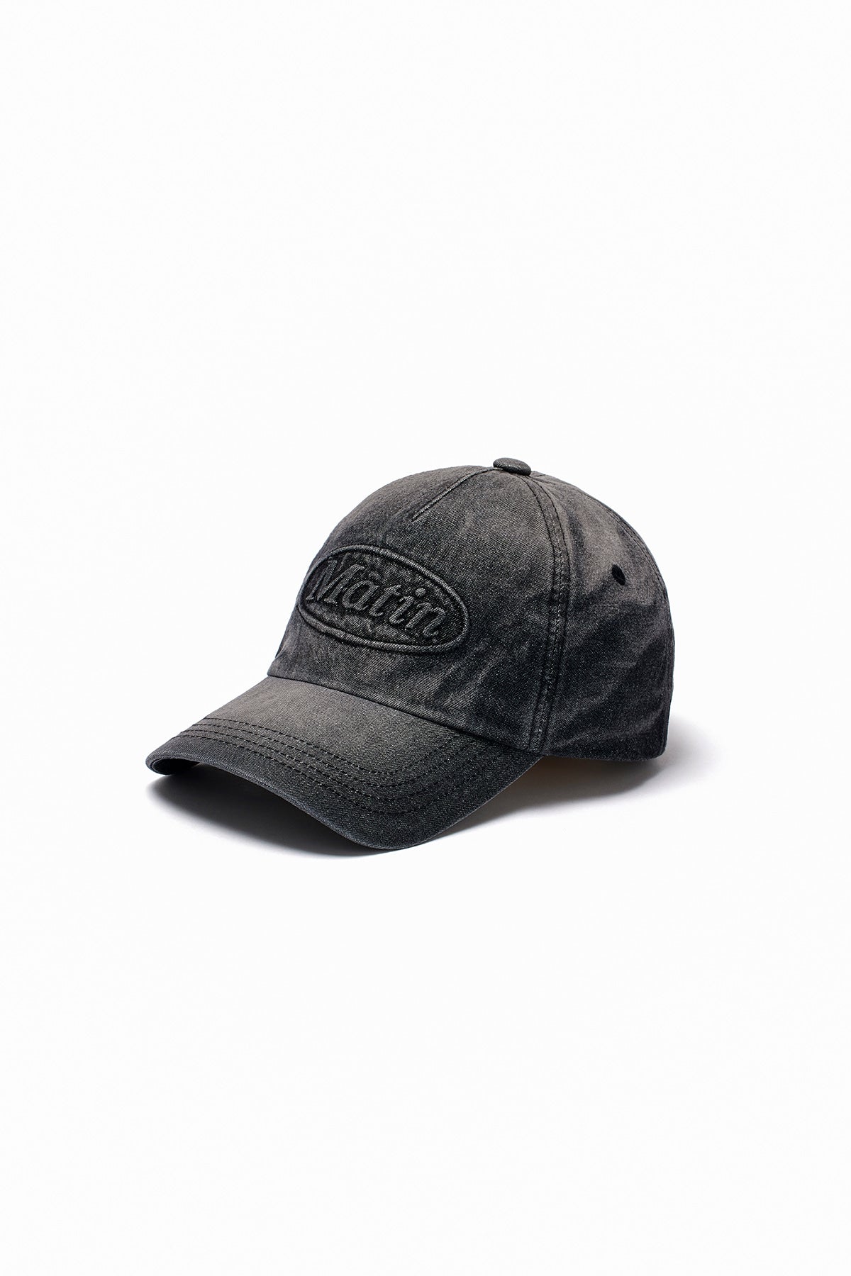 [matinkim] EMBOSSED LOGO DENIM BALL CAP IN BLACK