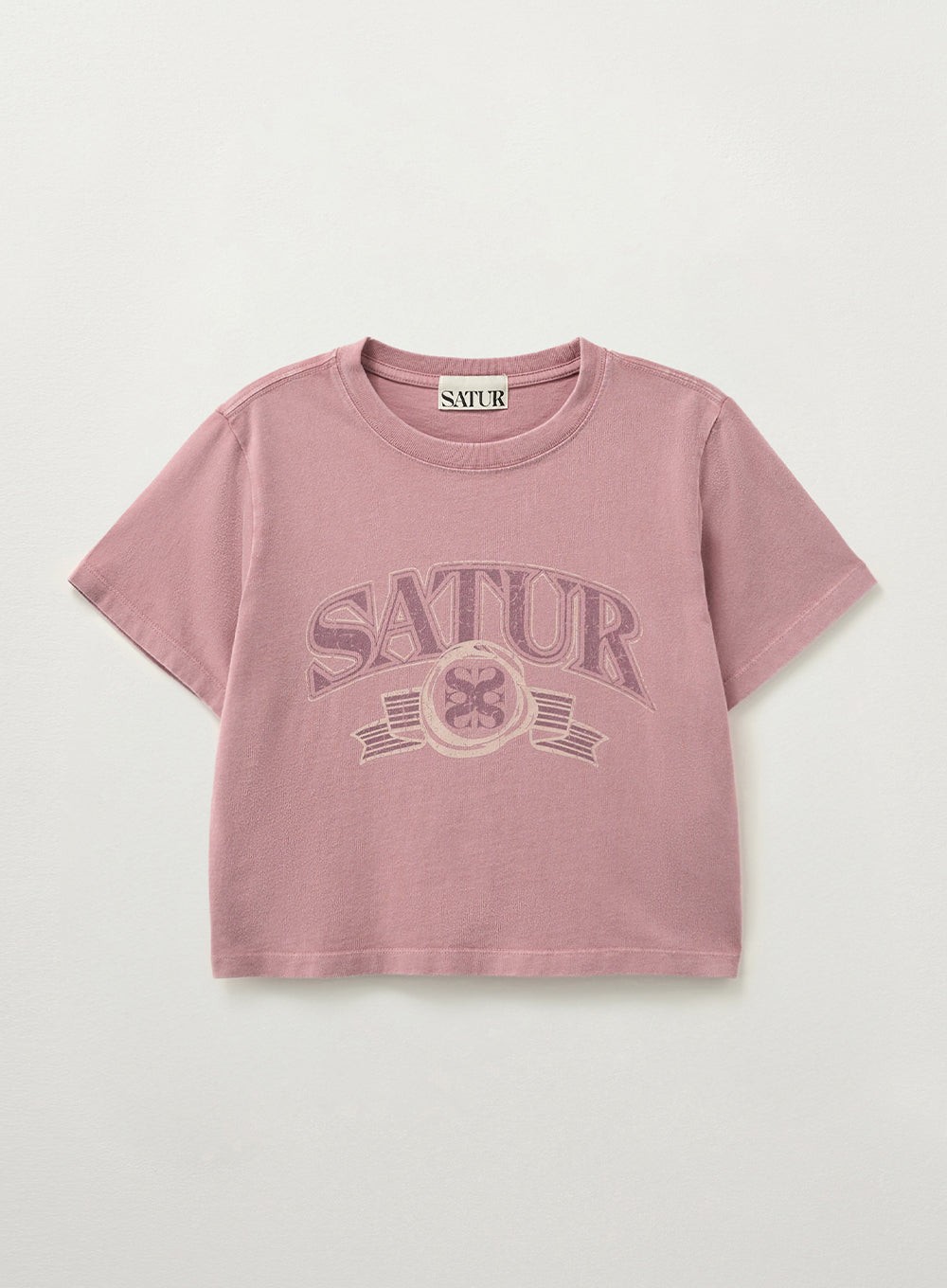 [satur] (W) Arch Logo Pigment Washed T-shirt - Pink