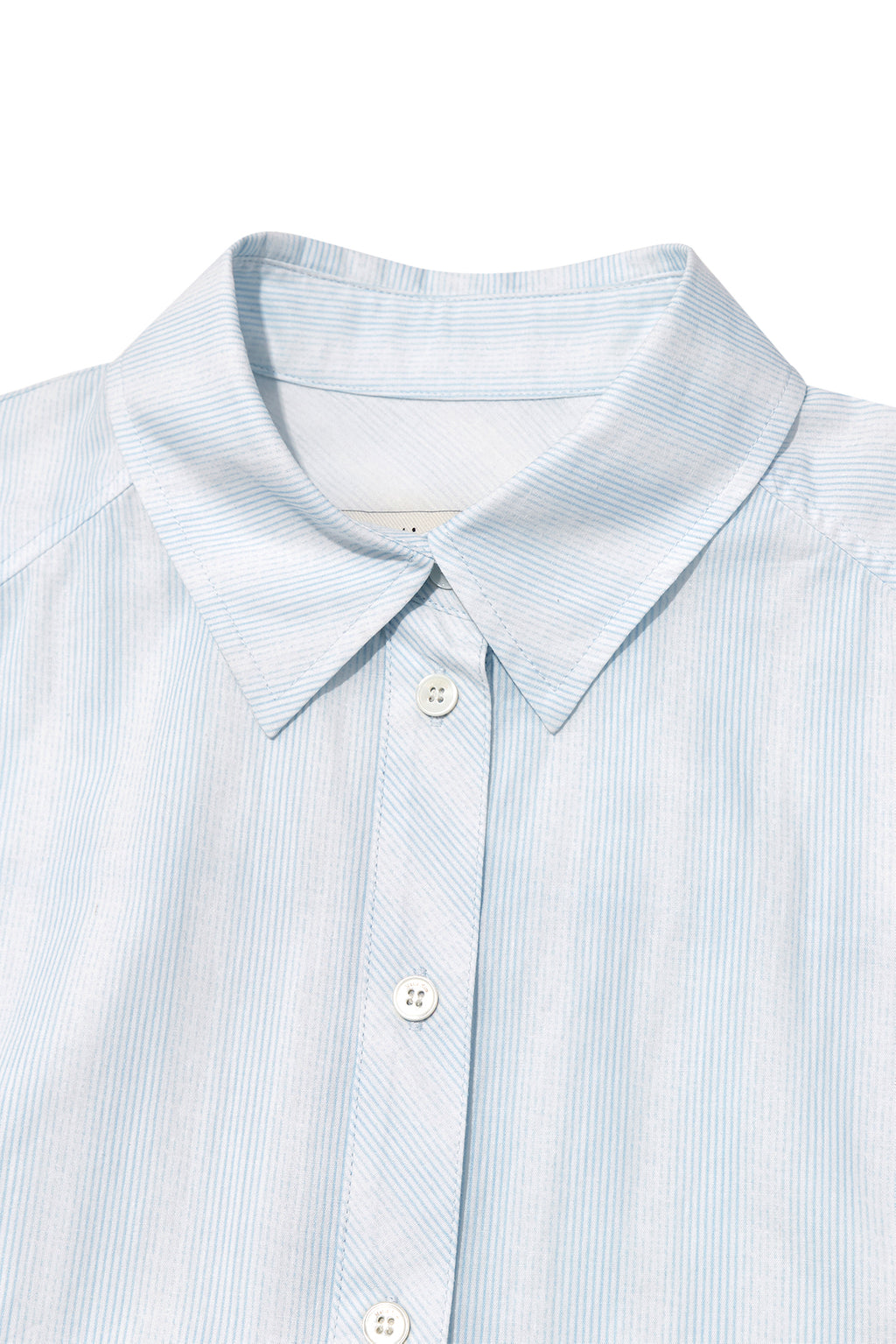 [matinkim] CUFFS BUTTON POINT STRIPE SHIRT IN LIGHT BLUE