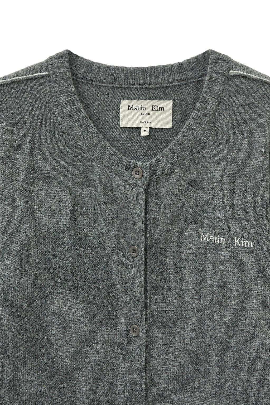 Matinkim Cashmere Blended Round Knit Cardigan IN Grey