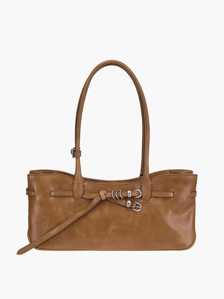 Margesherwood Grandma Used Shoulder Bag saddle brown pull-up